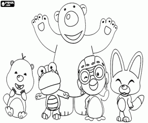 Pororo Quatro Amigos Para Colorir E Imprimir